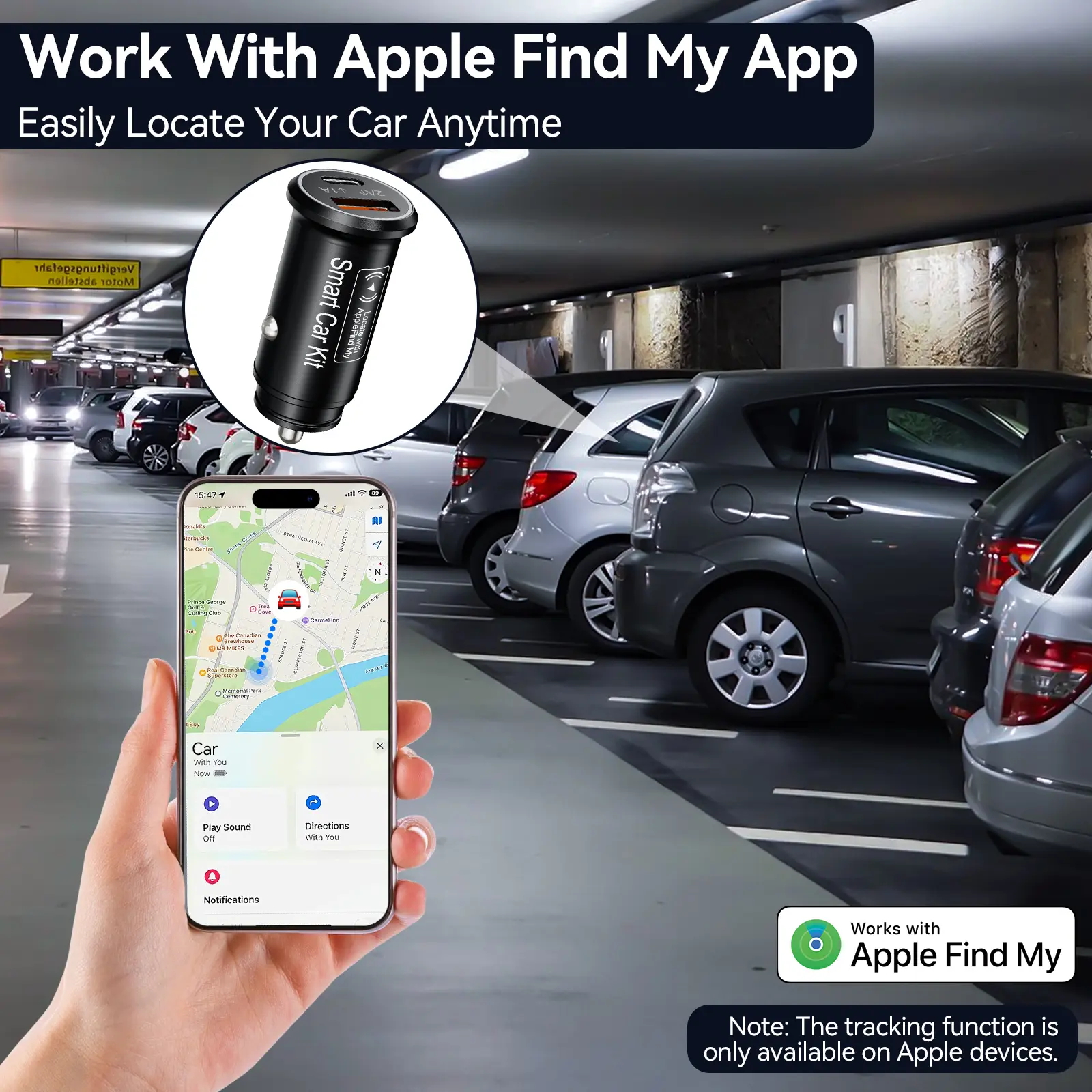 FancyDove Smart Car Kit, Cigarette Lighter Charger, Anti-Theft Tracking  Device, works with iOS& Android