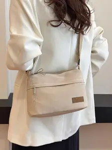 Women's Solid Nylon Crossbody Bag, Fashionable Casual Versatile Zipper Shoulder Bag for Daily Used, Trendy All-match Commuter Bag, Crossbody Purse, Handbag Shoulder Purse