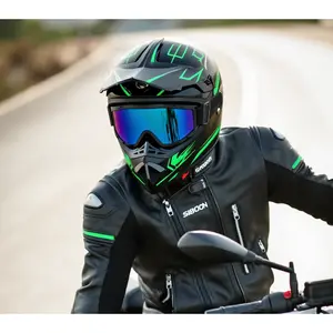 Full Face Pneumatic Racing Helmet DOT Certified, 4 in 1 Windproof Breathable Helmet with Goggles Gloves Face Shield for Adult Men, Adjustable Bicycle Motorcycle Safety Helmet