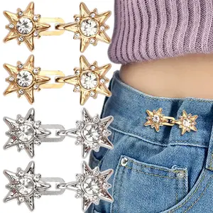 Star Design Detachable Waist Button, 4pcs Adjustable No-sew Jeans Button, Multifunctional Jeans Waist Adjustment Button, Button Closure for Women