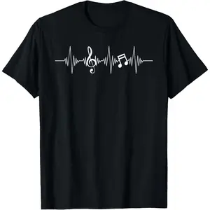 100% CottonMusic Sheet Music Heartbeat Treble Clef T-Shirt