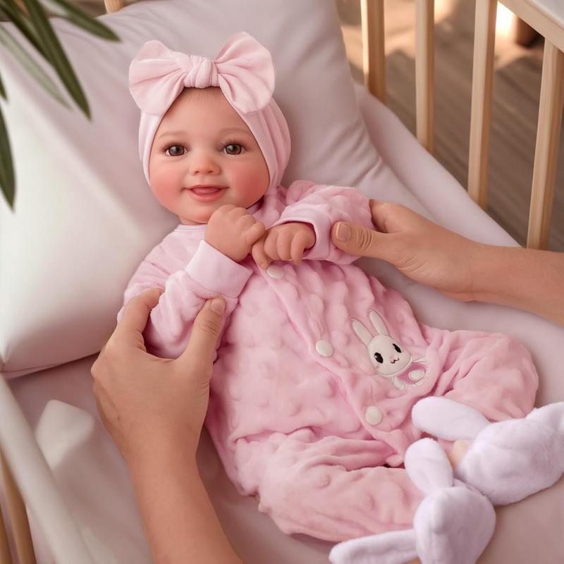 BABESIDE Reborn Baby Dolls Sunny - 17Inch Realistic Baby Doll with Soft Fabric Body Cute Face Poseable Smiling Doll Real Life Baby Dolls with Complete Accessories for 3+ Years Old Gift