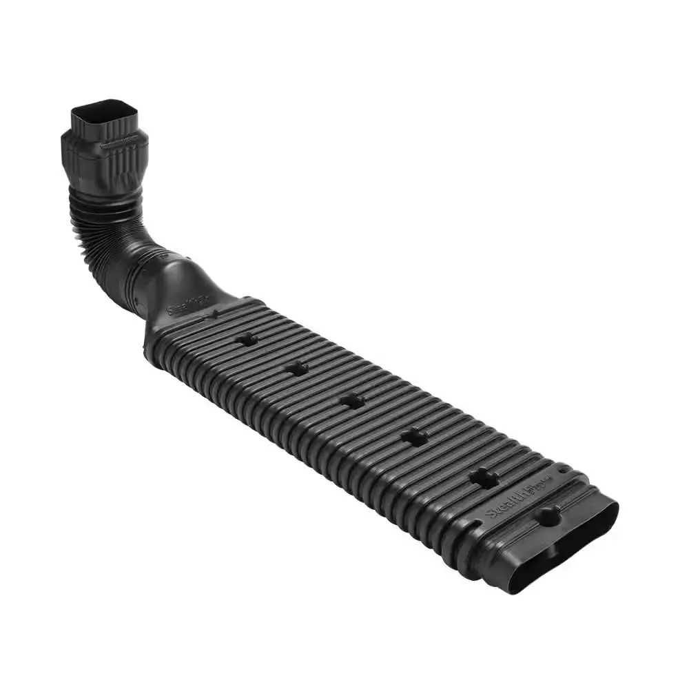 Stealth Flow 43 in. Black Vinyl Low Profile Downspout Extension Kit for Enhanced Drainage with 43-inch Length and Stylish Finish