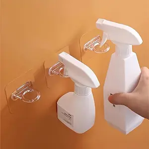 [10pcs Adhesive Wall Hooks Set] Adhesive Spray Bottle Hook Set, 10pcs, Wall Hooks Without Nails, Adhesive Hooks for Bathroom and Kitchen, Curtain Rod Hooks, Small Item Storage, etc, Utility Hooks