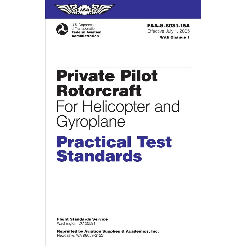 USED Book - Private Pilot Rotorcraft Practical Test Standards for Helicopter and Gyroplane (2024): Faa-S-8081-15a by Federal Aviation Administration (FAA) (Paperback) - english