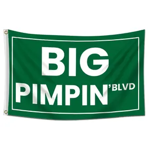 Big Pimpin‘blvd Flag 3×5 Ft Funny Flags Tapestries Polyester Banner  for College Dorm Room Wall Decor with 4 Grommets