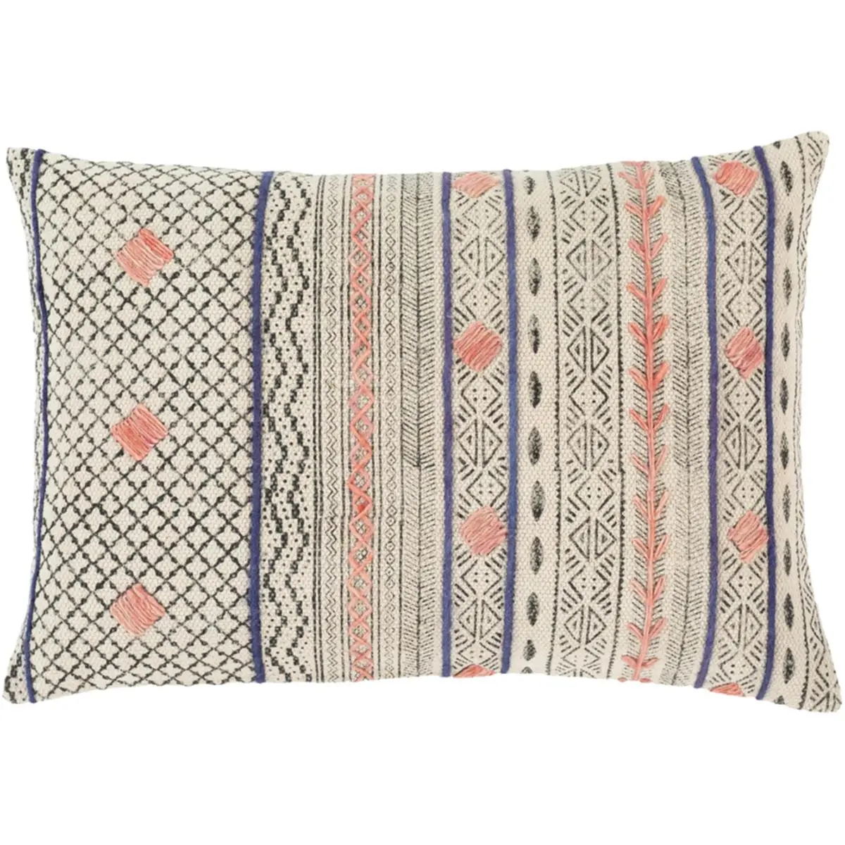 Livabliss ZYA001-1624 Zoya Hand-Woven Block Printed Rectangular Cushion Cover, 100% Cotton, Stitched, Non-Customised, 16x24 in, Block Printed Cushion Covers