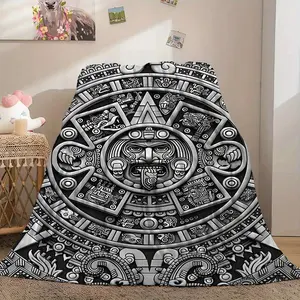 Cozy All-Season Flannel Luxurious Plush Totem Print Blanket - Vibrant, Intricate Design for Sofa, Bed, Office, Camping & Travel - Ideal Home Decor & Gift for Birthdays, Holidays