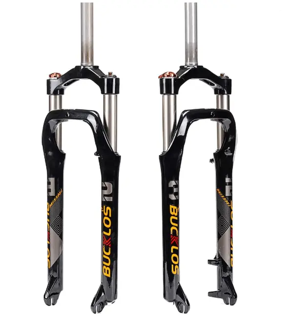BUCKLOS 26 x 4.0 inch Cil Fat Tire MTB Suspension Fork 100mm Travel 9mm QR Spacing Hub 135mm, 1 1/8 Straight Tube, Manual Lockout, Oil Spring Front Forks, Fit Snow Beach XC Mountain Bike