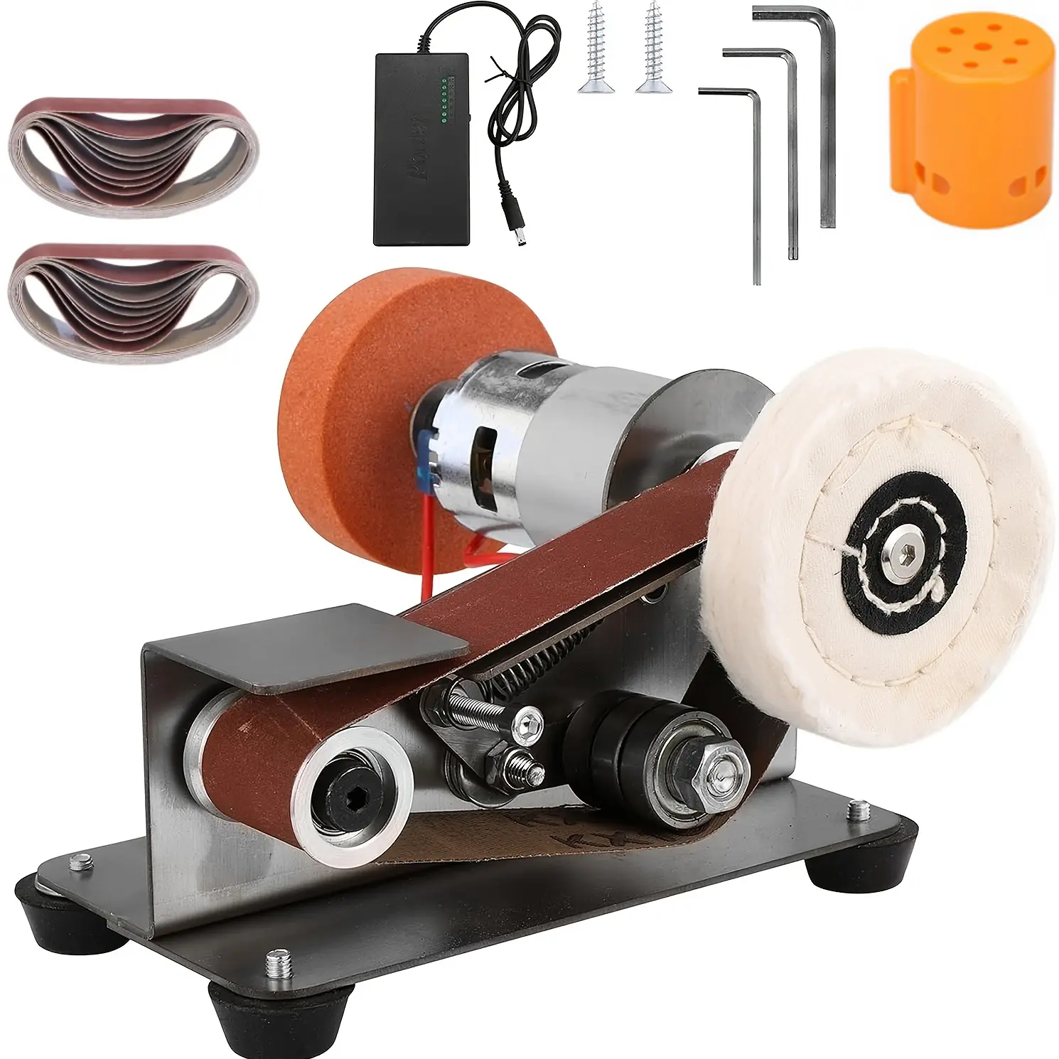 Heavy Duty Mini Electric Sander - 15 Electric Grinder, 7-Speed Knife Sharpener for Knives, Stainless Steel, Metal Jewelry & Woodworking, Grinding Machine w/30 Sanding Belts