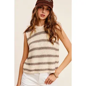 Chunky Stripe Sleeveless Sweater Vest