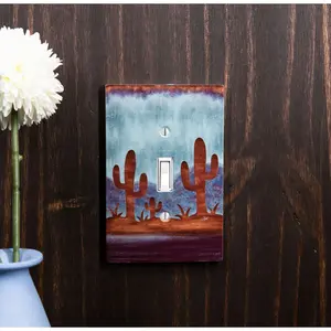 Pack of 2 Southwestern Desert Cactus Single Toggle Switch Wall Electrical Plate
