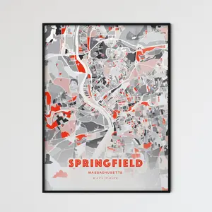 Springfield Massachusetts Custom Poster Modern Expressive Art Map