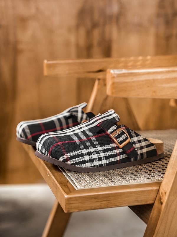 Unisex Soft Wood Insole Slippers, Round Toe Design, Adjustable Buckle, Comfortable for Men and Women, Classic All-Season Outdoor Beach Shoes, Casual Shoes Clogs