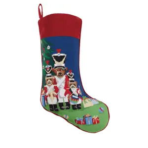 Nutcracker Soldier Bears Embroidered Stocking