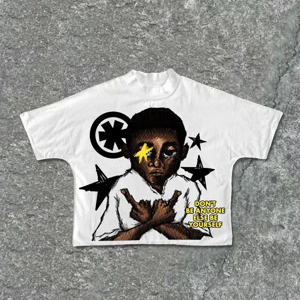 Street Boy - Be Yourself Draft Style Graphic Cropped T-Shirts