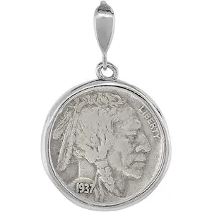 Sterling Silver Nickel Bezel 22mm Coins Prong Back Round Edge 5 Cent 21.21mm