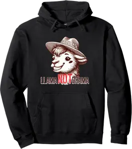 Cute LLama Not Drama Funny Llama Lover Fan Pullover Hoodie - Abigaillou Shop 94B0DSGX2MQF
