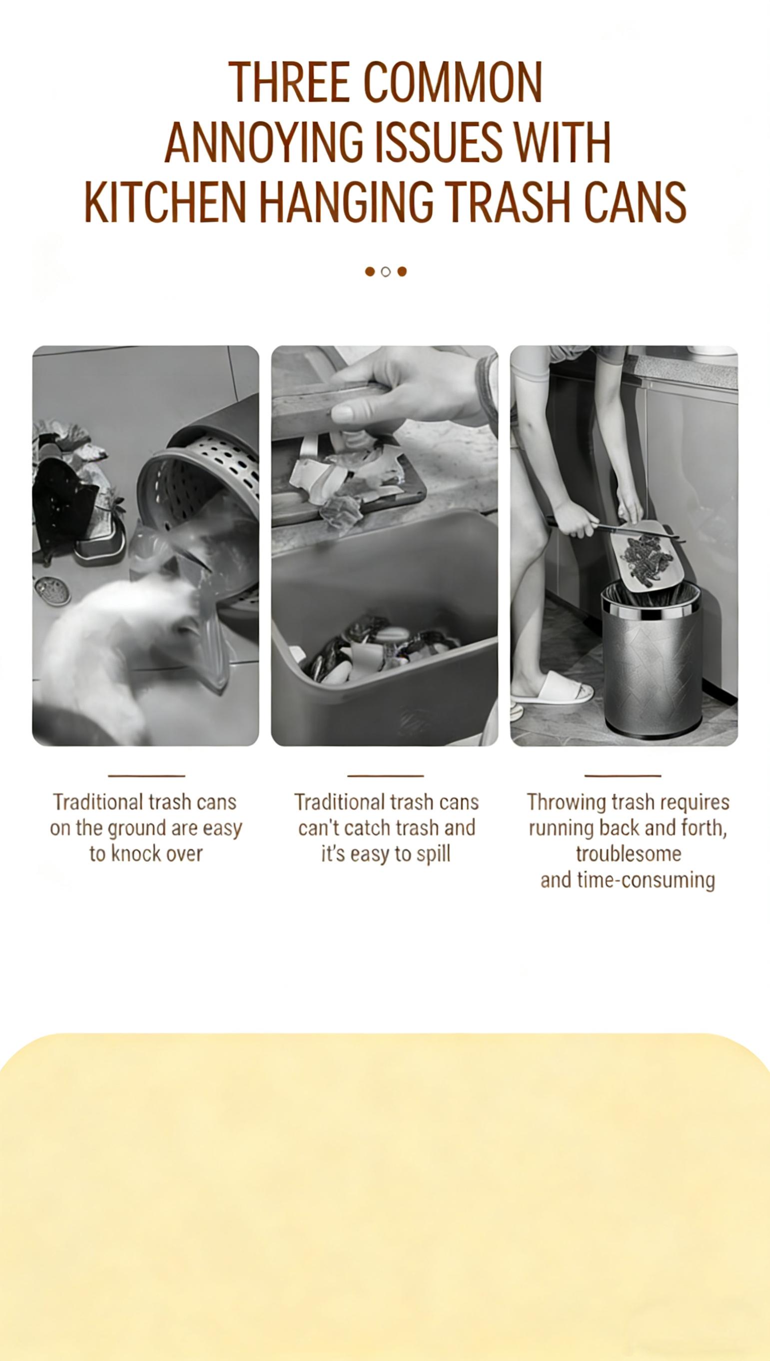 Foldable Kitchen Trash Can, Hanging Cabinet Door Garbage Bin, No Bending Over, Space Saving Wall Mounted Rubbish Bin for Kitchen, Bathroom,Foldable Design for Easy Storage, Durable Plastic Waste Container for Food Scraps, Household Organizer