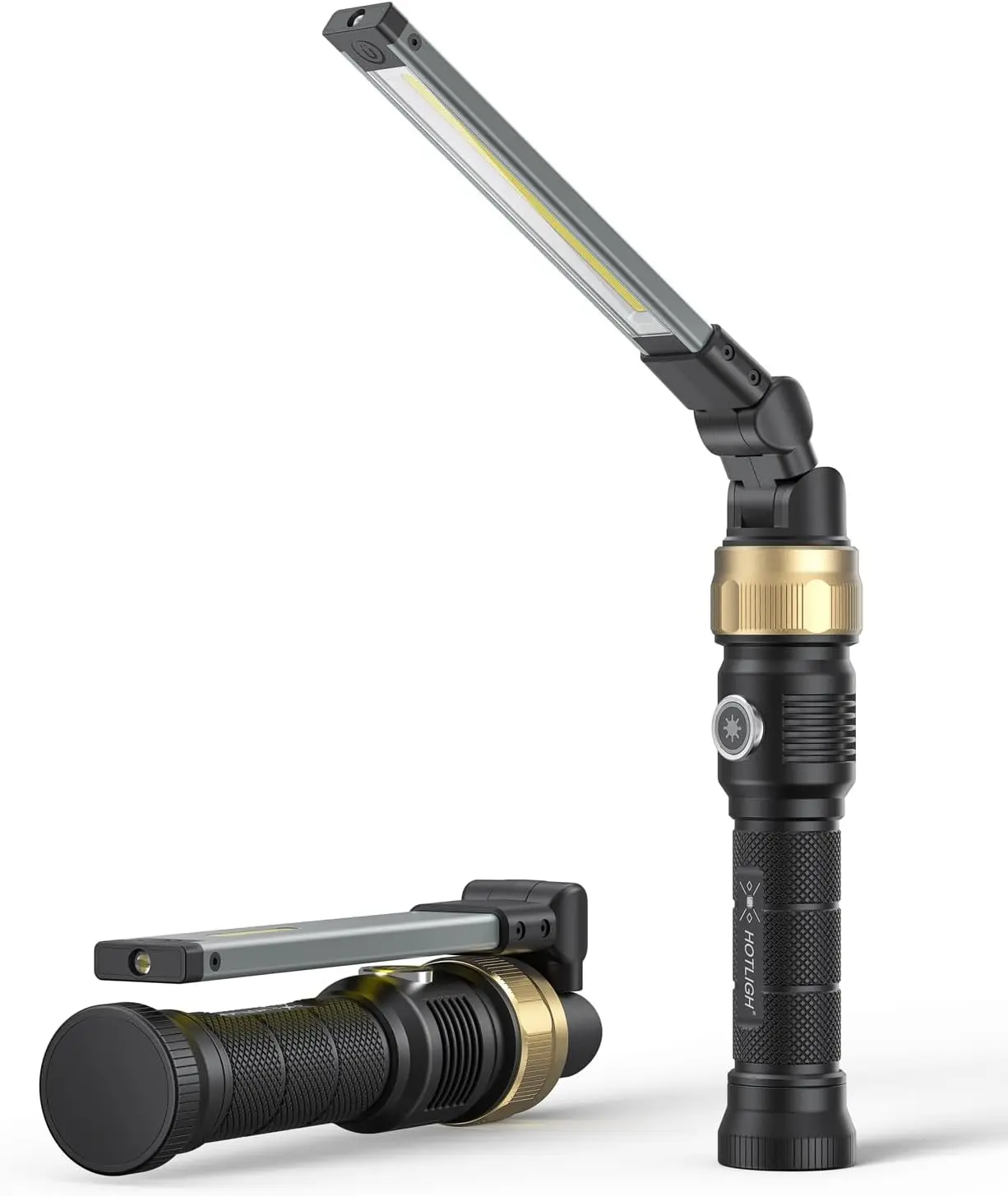 [zf7549]HOTLIGH Magnetic Rechargeable Work Light, 1200 Lumens LED Flashlight with 5000mAh Battery, 360° Rotating Foldable Design for Car Repair & Emergency