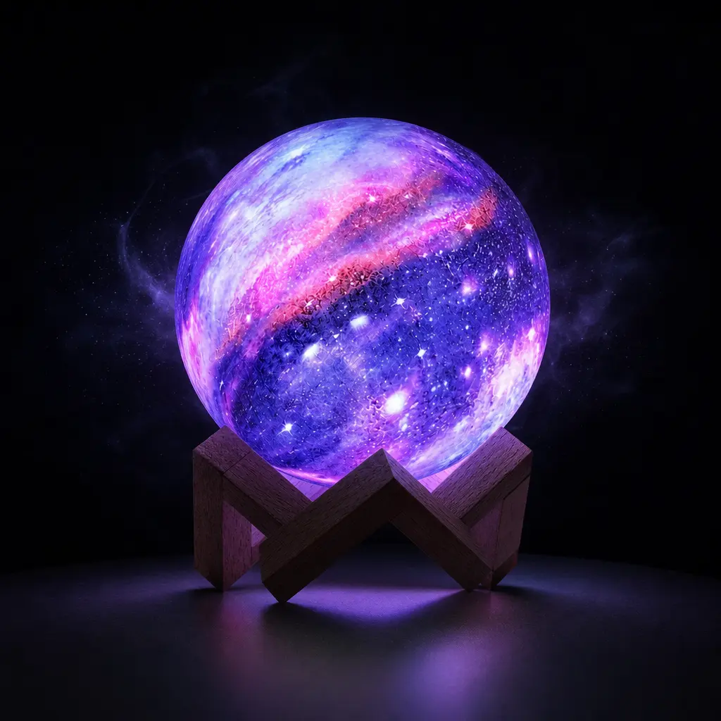 3D Magic Galaxy Moon Lamp, LED Starry Night Light with Remote & Touch Control, Dimmable Rechargeable Decorative Bedside Lamp, Perfect Birthday Gift for Kids Girls Room Decor