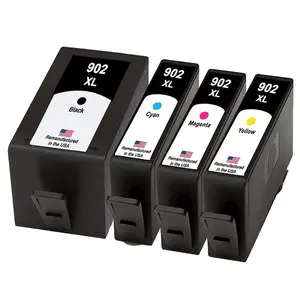 U.S. Remanufactured for HP 902XL Black and 3 Color Ink Cartridge Combo Pack OEM Chip