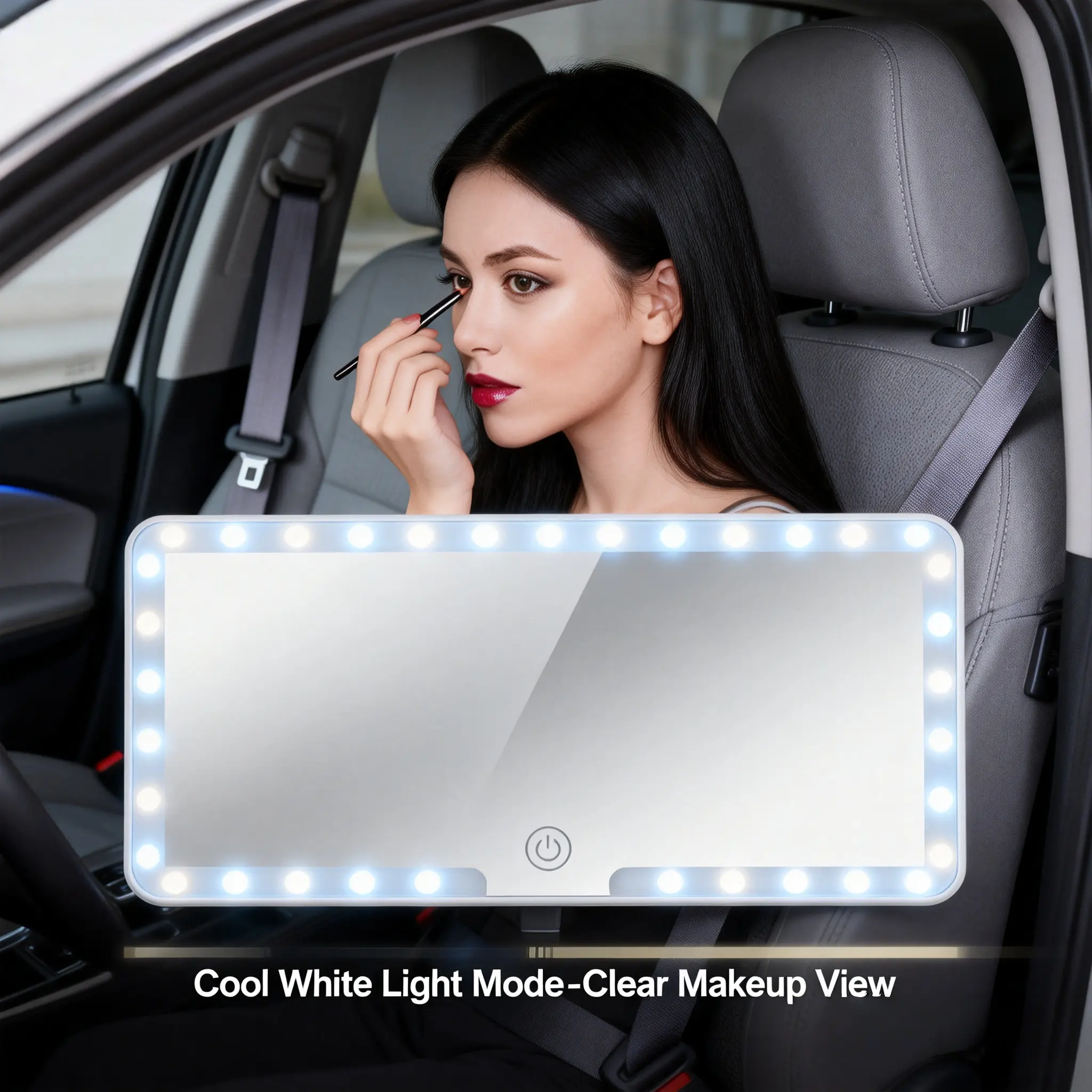 Car Visor Vanity Mirror with LED Lights, Rechargeable Touch Control Makeup Mirror, 3 Adjustable Color Modes Dimmable Sun Visor Mirror for Car Truck SUV
