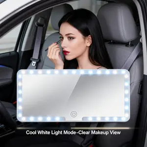 2 Pack Car Visor Vanity Mirror with LED Lights, Rechargeable Touch Control Makeup Mirror, 3 Adjustable Color Modes Dimmable Sun Visor Mirror for Car Truck SUV (White
