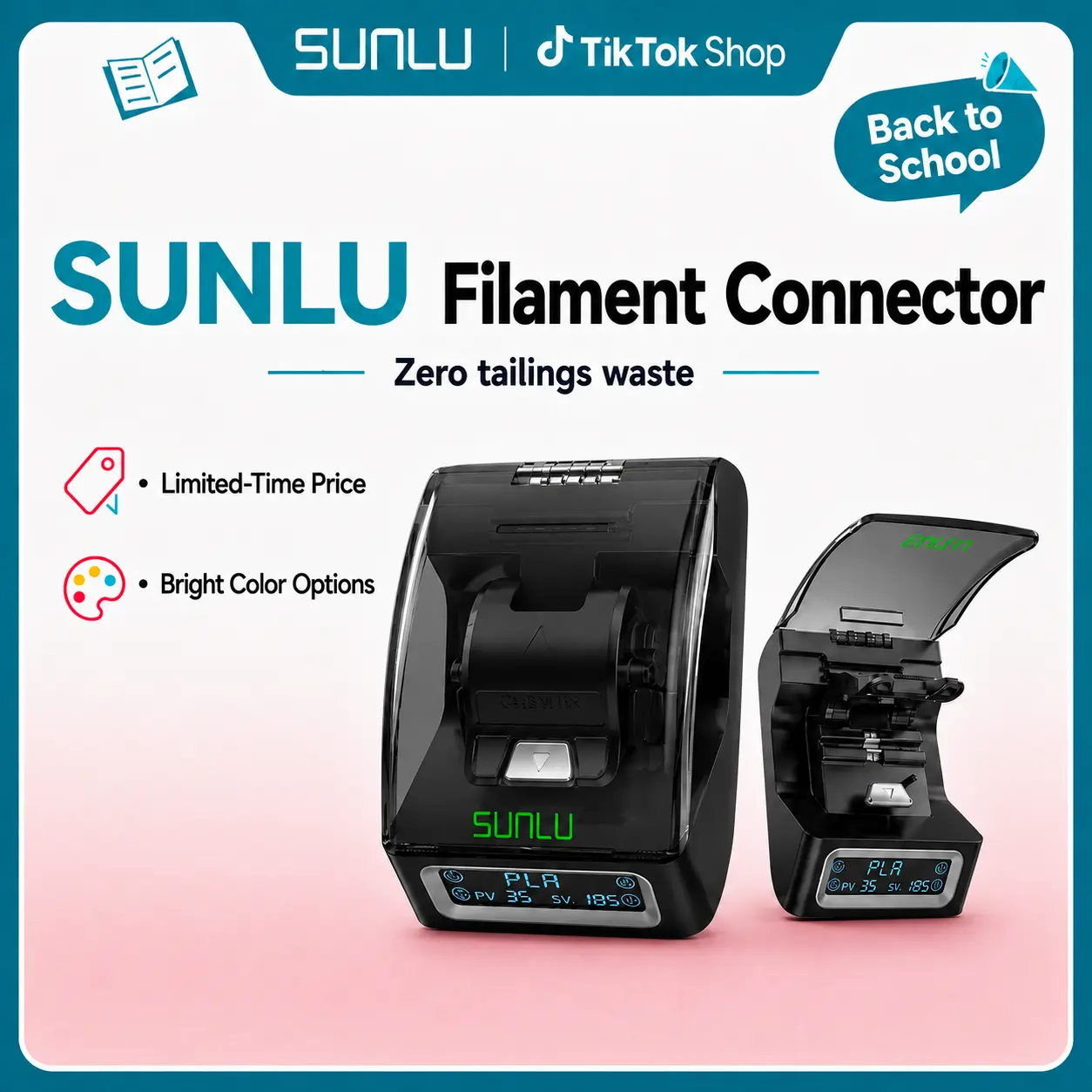 SUNLU Filament Connector Fast Heating Filament Connector for 3D Printer Filament 1.75mm, Up to 240°C, Compatible with PLA PETG TPU ABS PA Nylon, Easy to Use 3025 tiktokshopbacktoschool,back to school,back to school haul