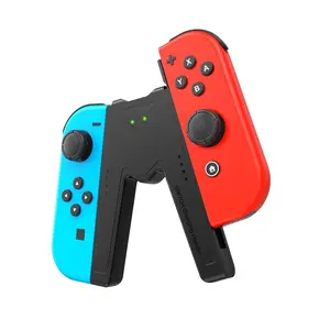 F-APT18  Switch Joy-Con Charging Grip Compatible with Nintendo Switch & OLED Model, Play While Charging, Portable V-Shaped Switch Joy-Con Controller Charger with Indicators, Black