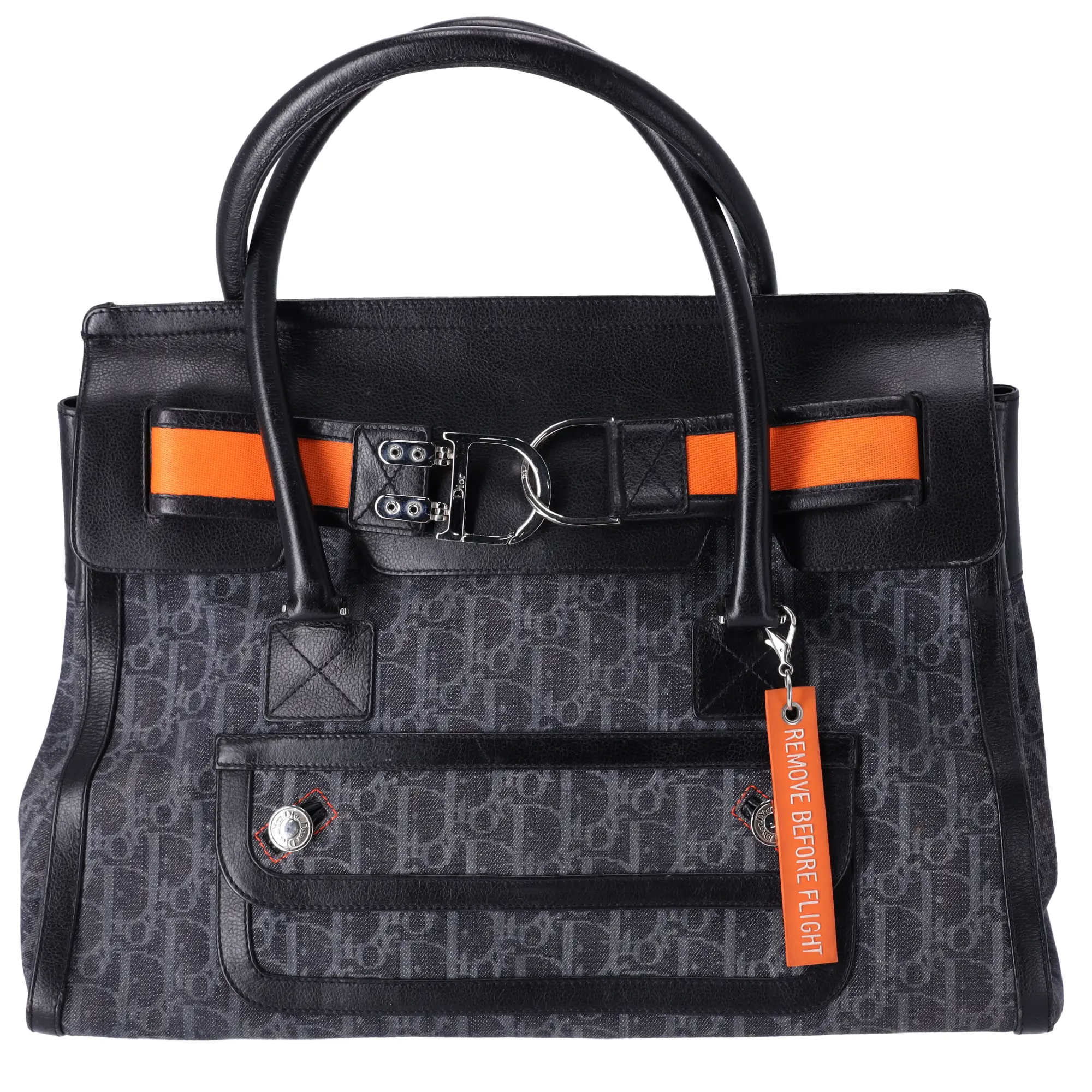 Pre-owned Dior Denim Tote Bags Flight Trotter Handbag Multicolor Monogram Classic