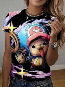 women's short sleeve T-shirt Chopper Character With Hat And Stars 3D full-frame printing spring and summer fashion trend exercise women's soccer jersey autumn and winter slim fit sport print girl autumn