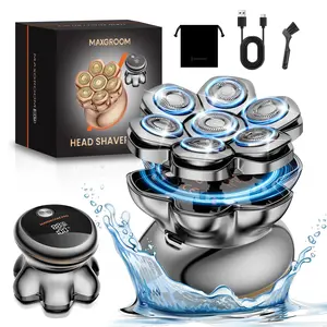 MAXGROOM PRO 7D Head Shaver for Bald Men, Electric Head Razor with 7D Flexible Blades, Long Battery Life, IPX6 Waterproof, LED Display, 2 Speed Settings, Cooling Design, Premium Gifts for Men