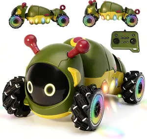Green Bug RC Stunt Toy Car: 4WD, Hand & Remote Control, Lights & Sounds, 360° Stunt Drift, Works On All Terrains | Best Gift for Boys & Girls