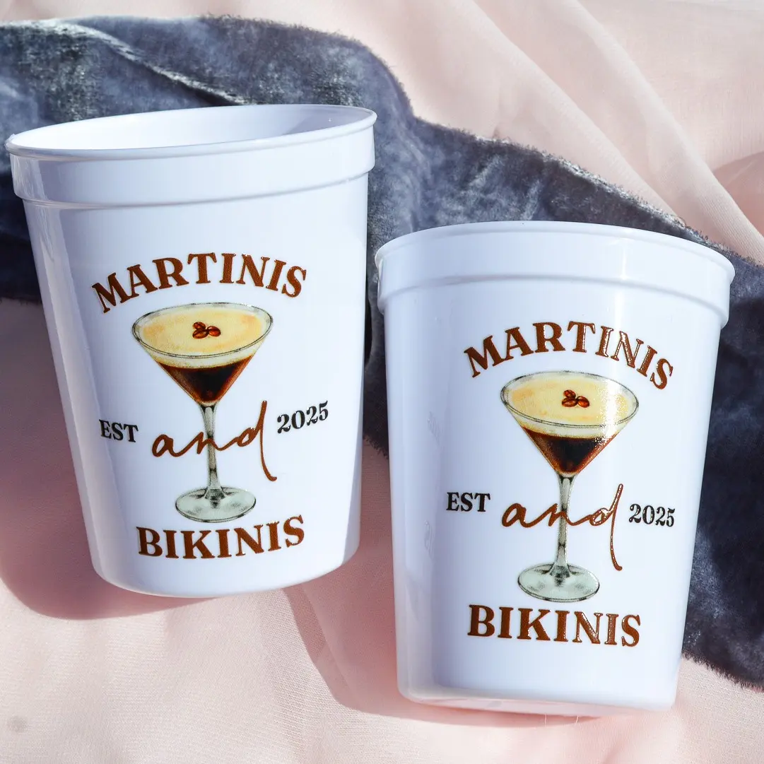 Martinis and Bikinis Espresso Bachelorette Cup, Bikinis and Martinis Bach Party Decor, Coffee Tini Cup
