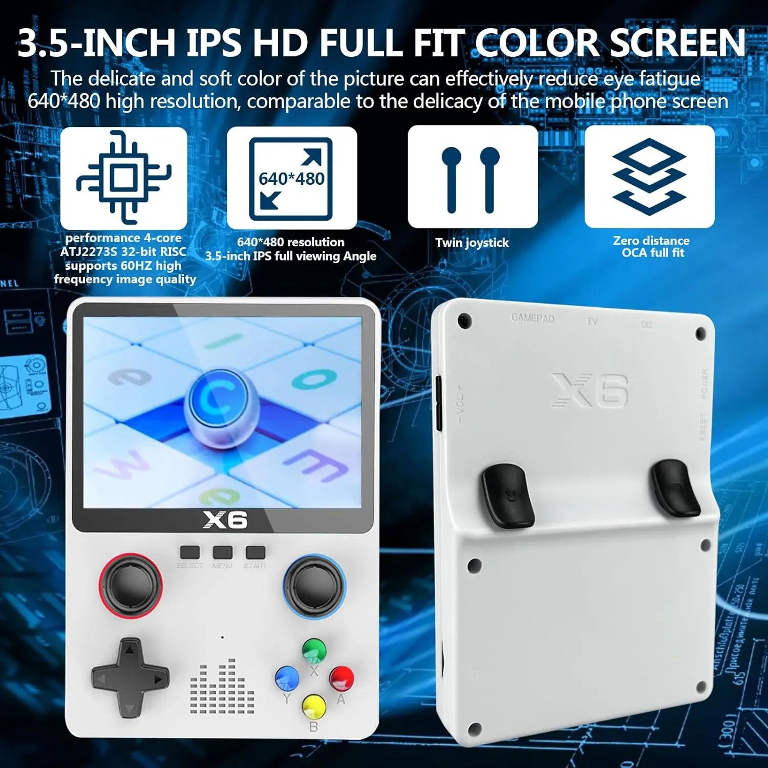 Retro Game Console X6 - Built-in 32GB with 10,000+ Classic Games - Portable Handheld Gaming System (Green)