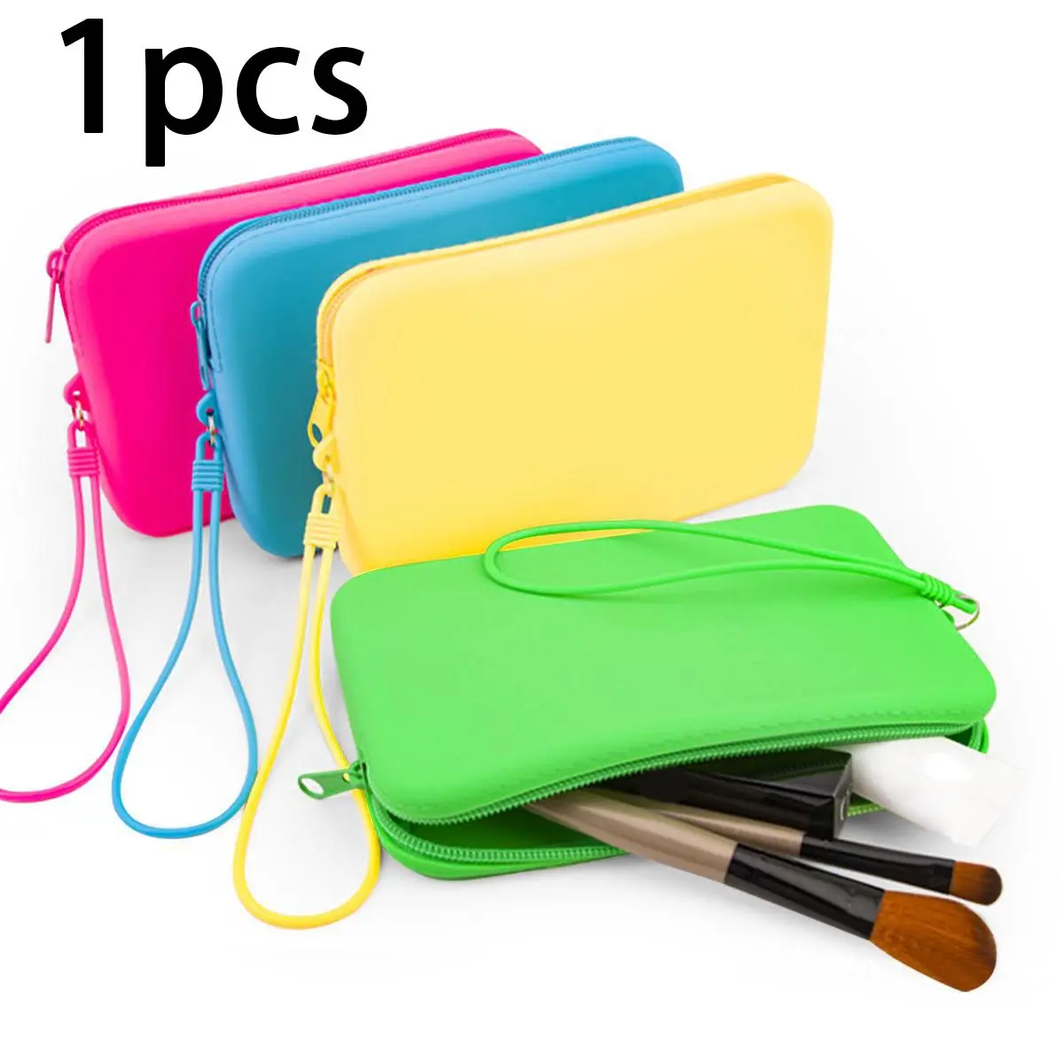 Waterproof Silicone Cosmetic Bag, 1 Count Fashionable Zipper Makeup Bag, Makeup Organizer Pouch, Cosmetic Bag, Toiletry Bag for Home & Travel, Cosmetic Travel Bags, Makeup Storage Organizer, Handheld Cosmetic Pouch, Travel Beauty Bag, Travel Essentials