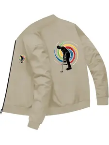 Trendy Fashion Men's Golf Swing Rainbow Vortex Printed Jacket for Golfing and Daily Casual Wear