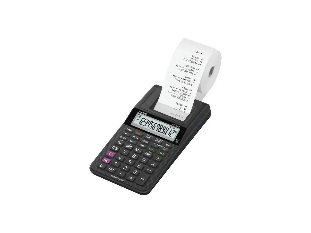 Casio HR-10RC 12-Digit Printing Calculator Black 24396585 Casio HR-10RC 12-Digit Printing Calculator Black 24396585
