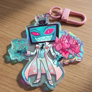 Hazbin Hotel Vox Vday Keychain, TV Demon Keychain charm, Hazbin fan art