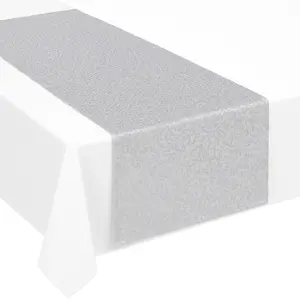 Silver Sequin Sparkle Table Runner - 13" x 72" for Weddings & Celebrations