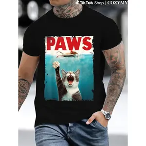 Graphic vintage tee PAWS Parody Cat Mouse Humorous Cat Chasing Mouse Kitten T-Shirt