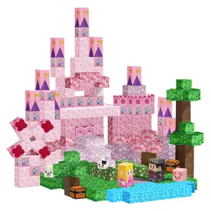 Magnetic Toys, Pink Princess Castle Magnetic Building Blocks, Magnetic Building Set, Sensory Learning Toys for Kids Age 3+, Spark Creativity & Build Architectural Skills with Building Blocks, Ideal Christmas Halloween Gifts