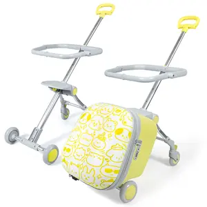 Orzbow 4-in-1 Ride-On Luggage with Safety Guardrail, 3-Stage Pull Handle & 360° Wheels for Toddlers