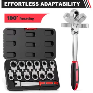 13-in-1 interchangeable head ratchet combination wrench set, metric adjustable head ratchet wrench set, 8–19 mm interchangeable head ratchet wrench set, suitable for mechanical repairs and car maintenance, men’s tool gift