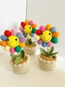 crochet sunflower pot, finished handmade artificial flower, colorful sunflower, potted sunflower, home decoration, desk decoration,