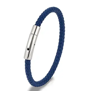 Braided Leather Bracelet - Magnetic Clasp Wristband for Men & Women