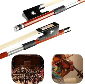 3/4 Violin Bow for Students & Advanced Players Brazilwood, Ebony Frog, Mongolian Horsehair for Rich Tone (3 4 Violin Bow Size)