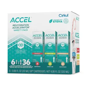 Cirkul Accel Electrolytes Flavor Water Variety Pack, Makes 36 Drinks, No Sugar, Zero Calorie Drink Mix, (2 Grapefruit, 2 Lemon Lime, 2 White Peach)