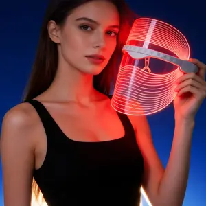 LED Facial Light Therapy Mask, Three-Color Blue Photon Mask, Portable LED Home Skincare Device, Skin Care Equipment